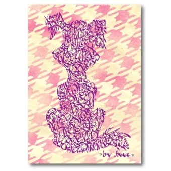 Roze cartoonhond door Calligraphy Arts