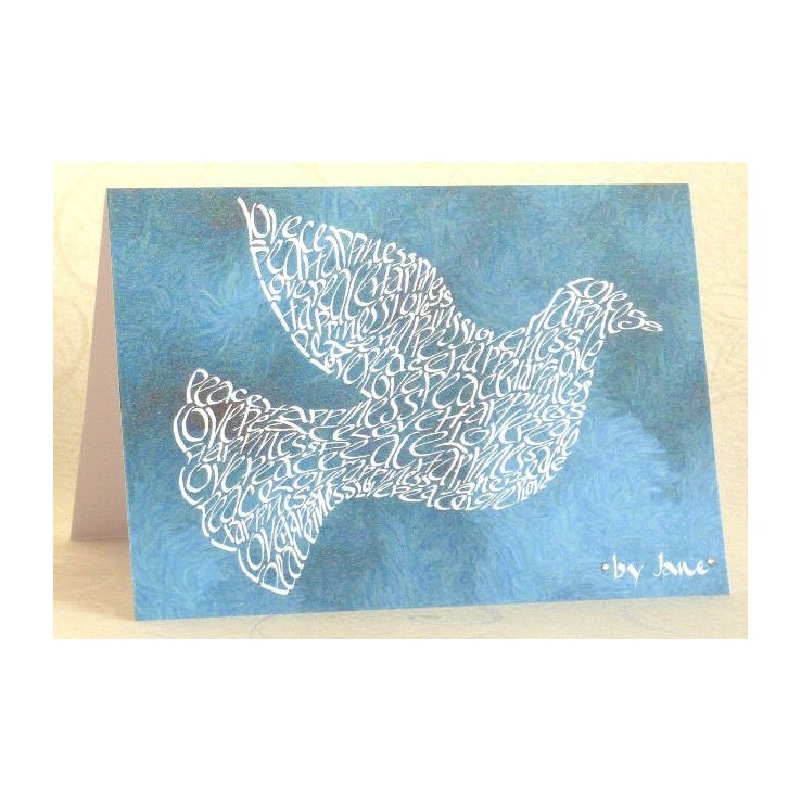 Biglietto di auguri bianco colomba con formulazione calligrafica