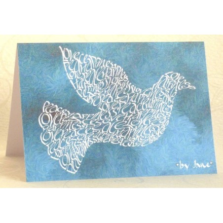 White dove greeting card with calligraphic wording