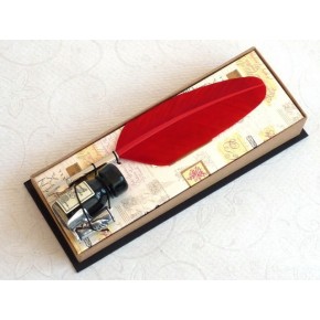 Bolígrafo caligráfico pluma roja - pequeño