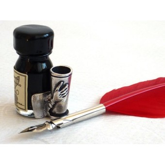 Penna calligrafica piuma rossa - piccola 2