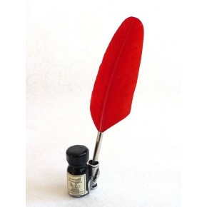 Bolígrafo caligráfico pluma roja - pequeño