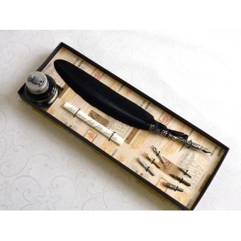 Penna piuma nera - Design gufo 2