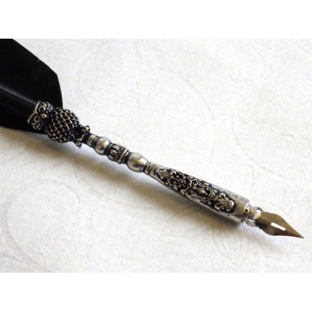 Stylo plume noir - Design hibou