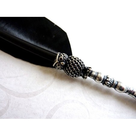Stylo plume noir - Design hibou