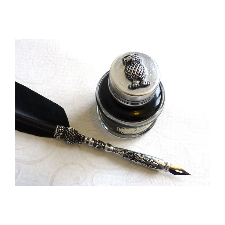Bolígrafo de pluma negra - Diseño búho Bolígrafo de pluma negra - Diseño búho