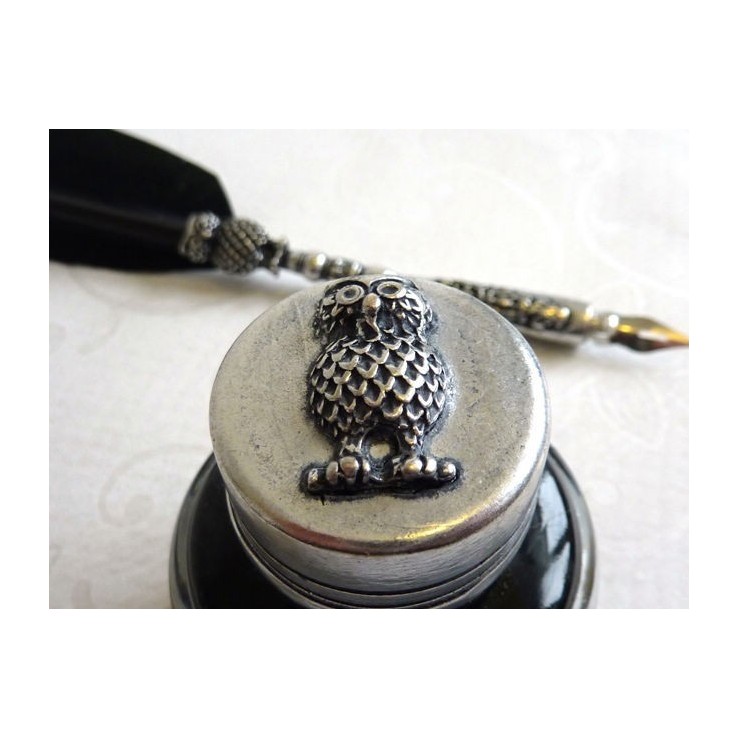 Bolígrafo de pluma negra - Diseño búho Bolígrafo de pluma negra - Diseño búho