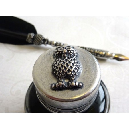 Stylo plume noir - Design hibou