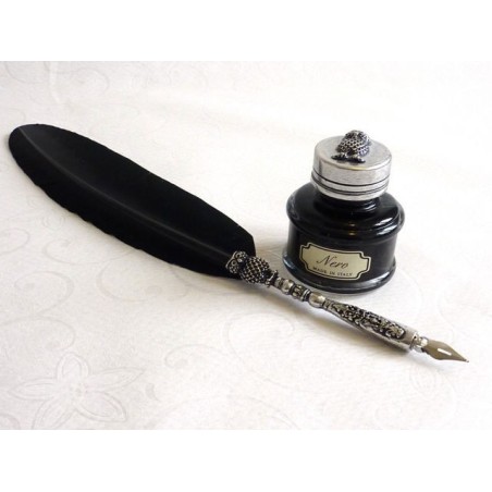 Penna piuma nera - Design gufo