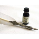 White feather with pewter pen
