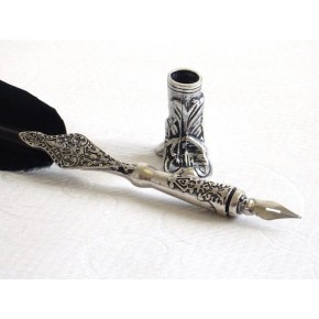 Black Feather Pen, Boot Holder & Ink