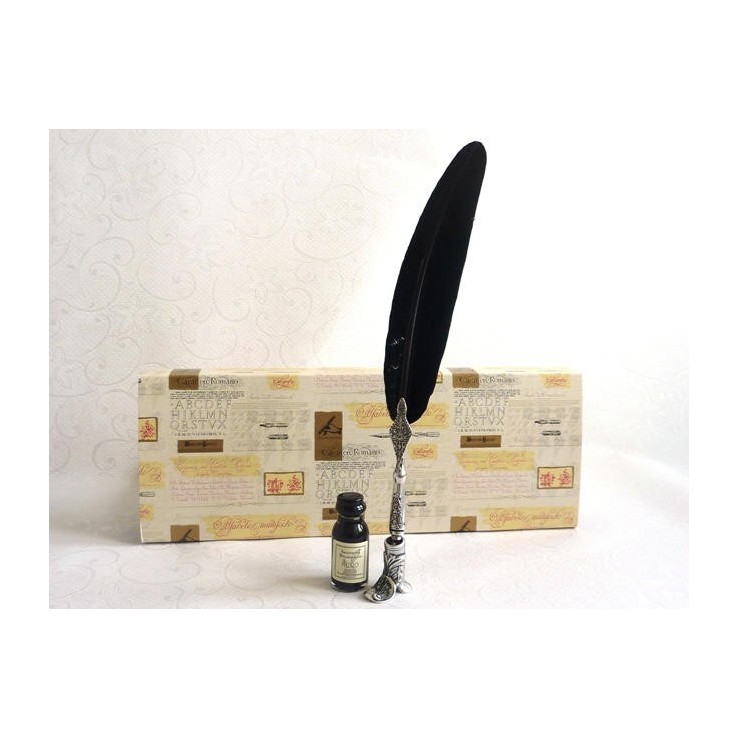 Schwarzer Federstift, Stiefelhalter & Tinte Schwarzer Federstift, Stiefelhalter & Tinte