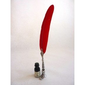 Red Feather Pen, Boot Holder & Ink